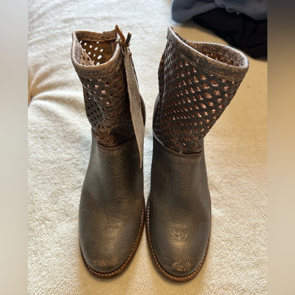 Bed Stu Gray and Brown Ankle Boots